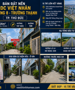 Bán đất Trường Thạnh TP Thủ Đức, lô C20. Diện tích 54m², sổ hồng riêng, đường 5m, cách Vinhomes Grand Park chỉ 3 phút. Giá 3,5 tỷ.